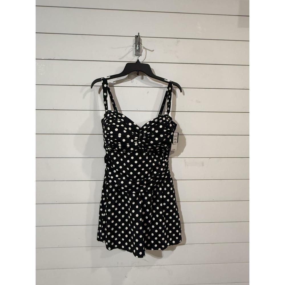 Bleu Rod Beattie Women's Black/White Polka Dot Swim Dress 18W - Picture 3 of 5